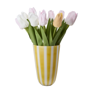 CIRCUS Vase L, Yellow/white