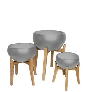Pot Cement Rustic W/Wooden Legs D32H15