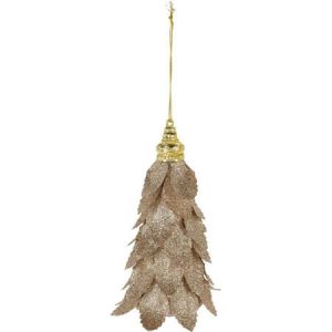 Julekule blader champagne glitter d:6cm