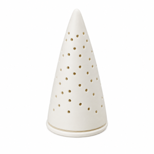 Juletre lyslykt D6 H12 cm White Porselen m giftboks/led lys