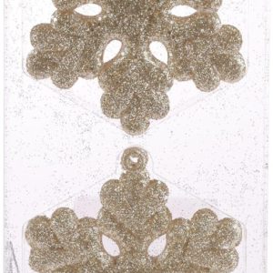Snøkrystall 7,5cm champagnegull 2ass s/4