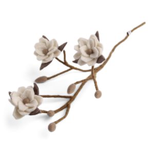 Magnolia-gren med hvite blomster – 60 cm